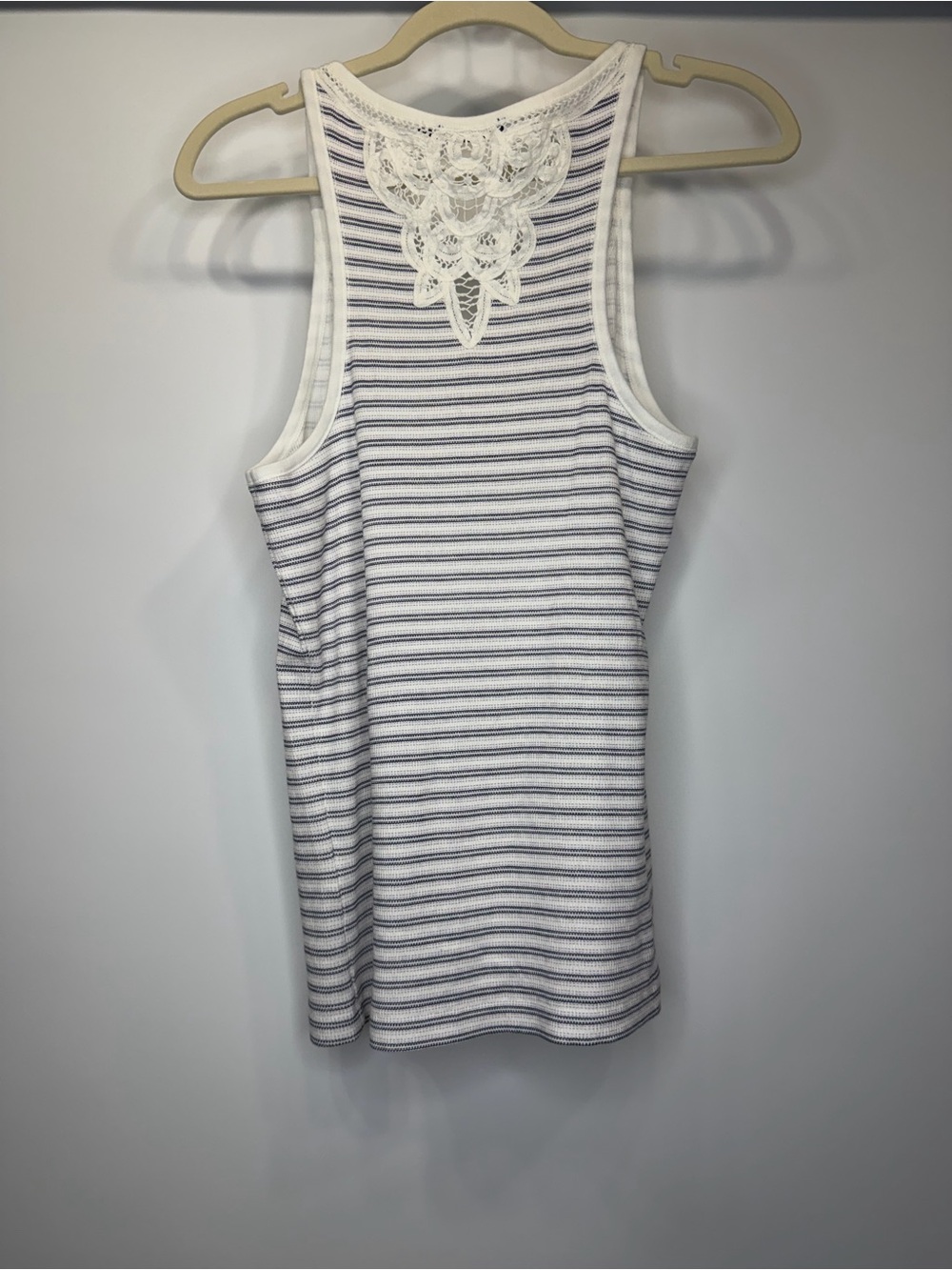 Polo Ralph Lauren White & Blue Striped Crochet Tank Top Women’s Large - Picture 8 of 12